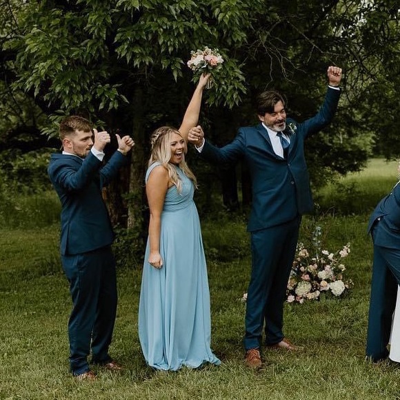 Azazie A-Line Pleated Chiffon Floor-Length Dress - Picture 4 of 7